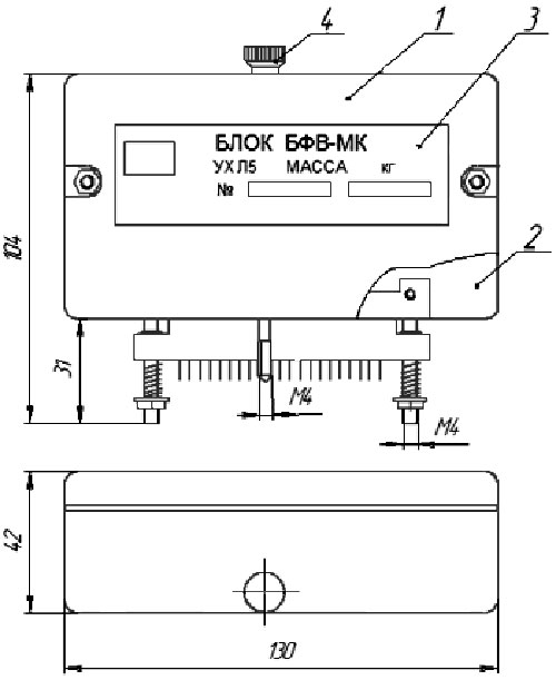 Габаритные размеры блока БФВ-МК